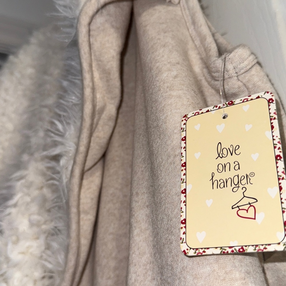 M. Oatmeal Faux Fur Collar Sweater Vest—love on a hanger